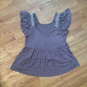 Torrid cocoa colored Ruffled Sleeve Blouse